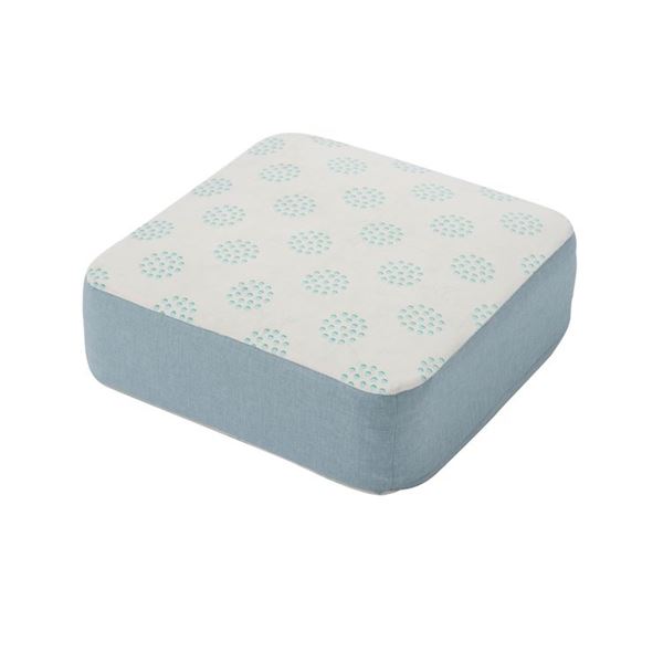 低反発 フロアクッション/座布団 スクエアタイプ ライトブルー 幅48cm 洗えるカバー付き 低反発ウレタン リビング