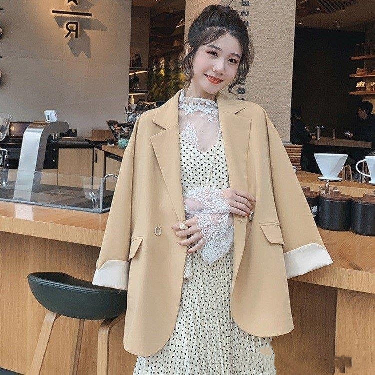 ブレザースーツレディースきれいめ春秋403020ゆったりロング丈ブレザーカジュアル長袖大きいサイズ韓国風通勤オシャレスーツジャケット