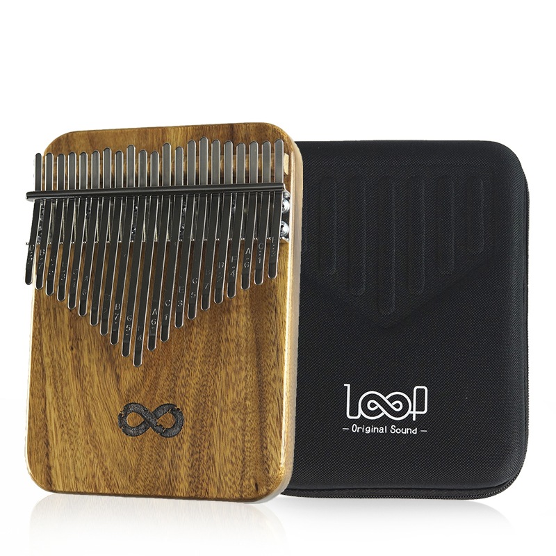 カリンバ 21鍵 親指ピアノ 21キーCメジャー アカシア製 強化金属フレーム 音階シール付き 初心者向け ケース付 楽器セット