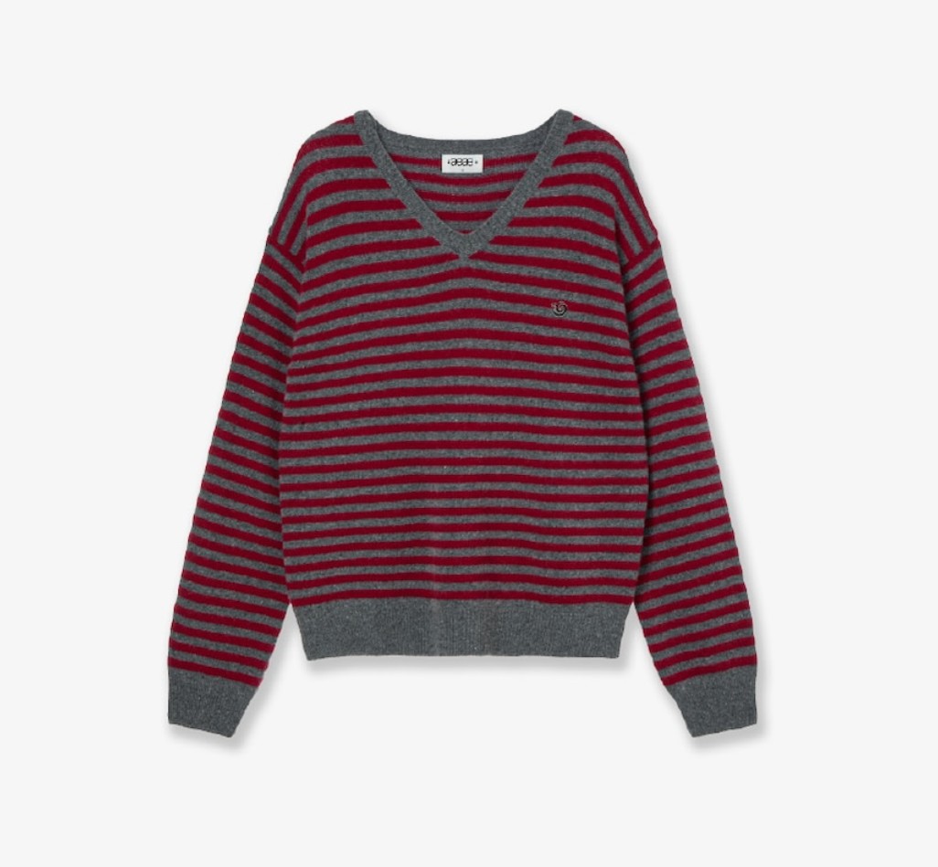 【aeae】 25FW STRIPE V-NECK KNIT PULLOVER : 2COLORS