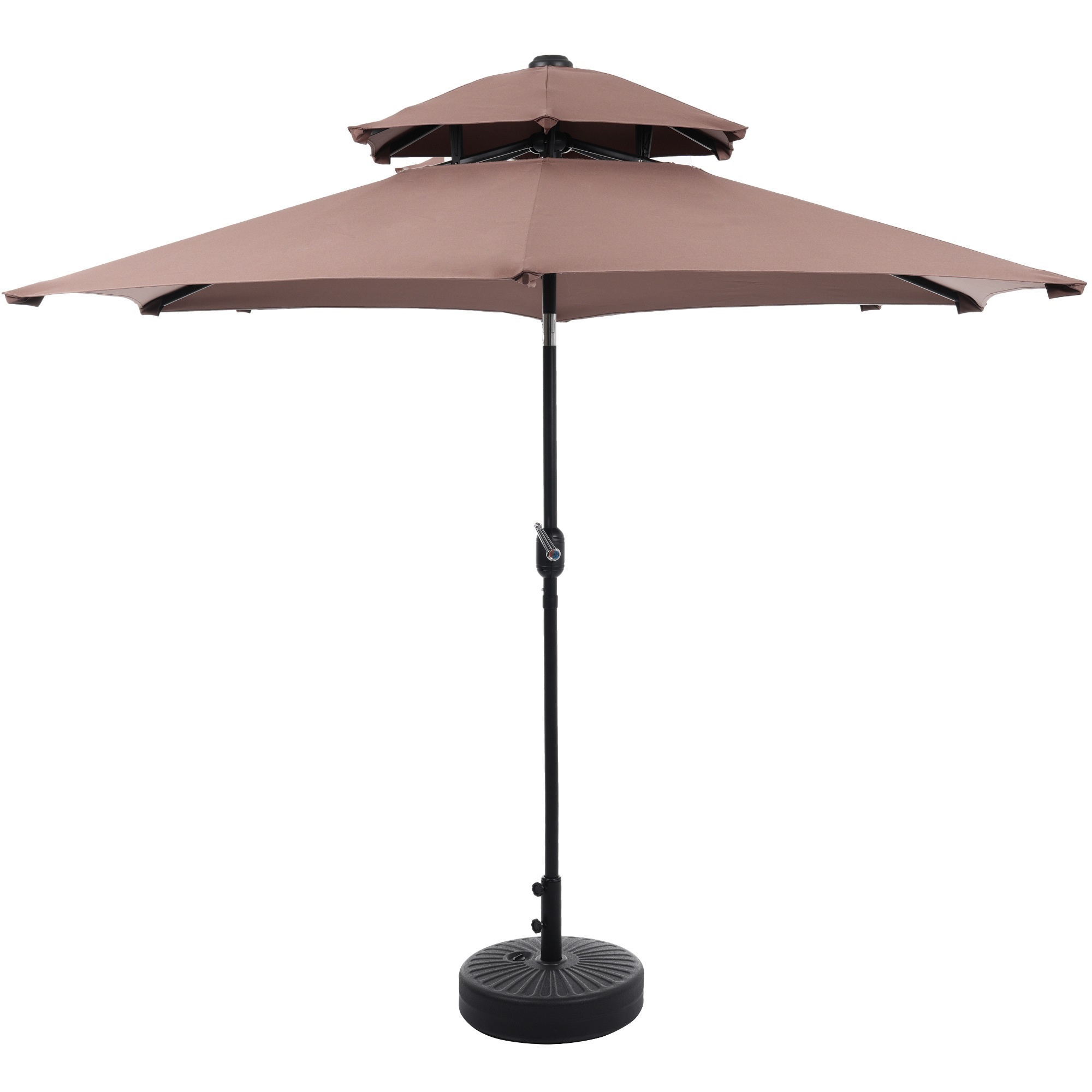 【2025新作 即納品　人気製品】【ブラウン・シンプルデザイン・直径270cm・ベース付き 】パラソル+ベースセット 30+UPF紫外線対策 角度調整 パラソルセット ベース パラソル ガーデンパラソ 7,993円