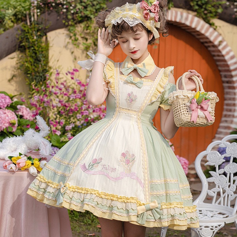 チューリップopロリータ日常かわいいlolita甘いワンピース春夏