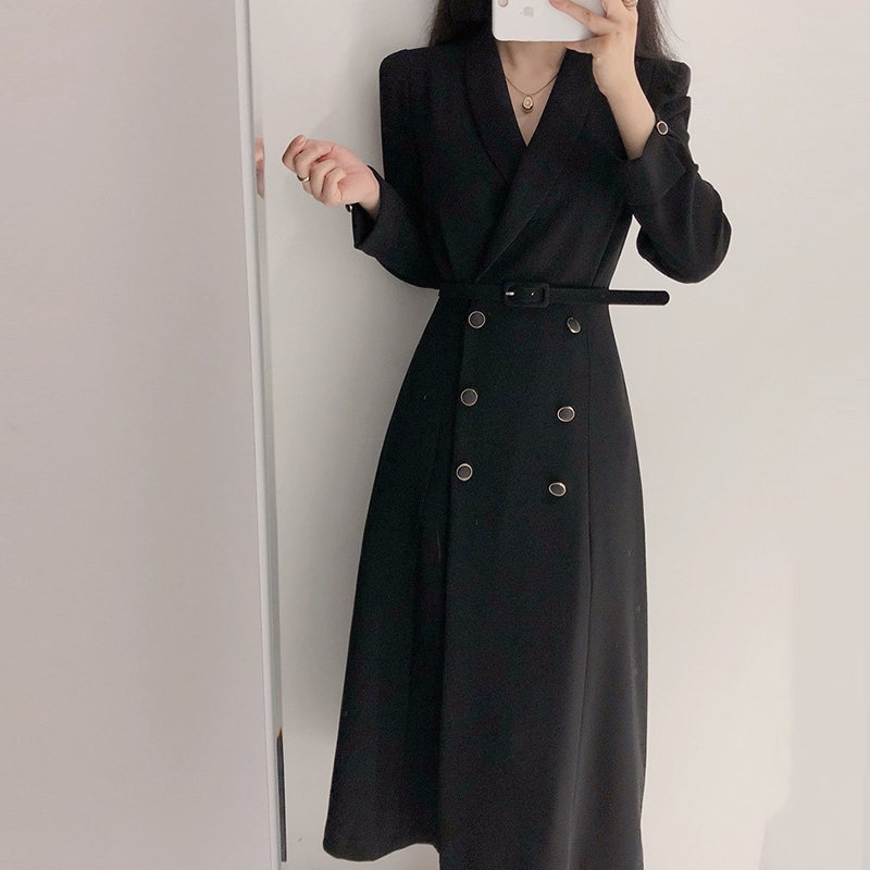 ジャケットワンピース ワンピース フレアワンピース ワンピドレス ロング ロング丈 袖あり 長袖 Vネック 襟付き フレア ベルト ウエストマーク ハイウエスト 前開き かわいい 大人可愛い きれいめ