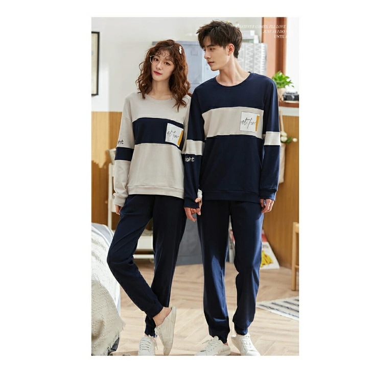 2着セット ペア パジャマ ルームウェア 上下セット 綿100％ カップル レディース メンズ 長袖 春秋用 秋冬 ペアルック 大きいサイズ かぶり Tシャツ 男女 お揃い 長ズボン あったか 室内着