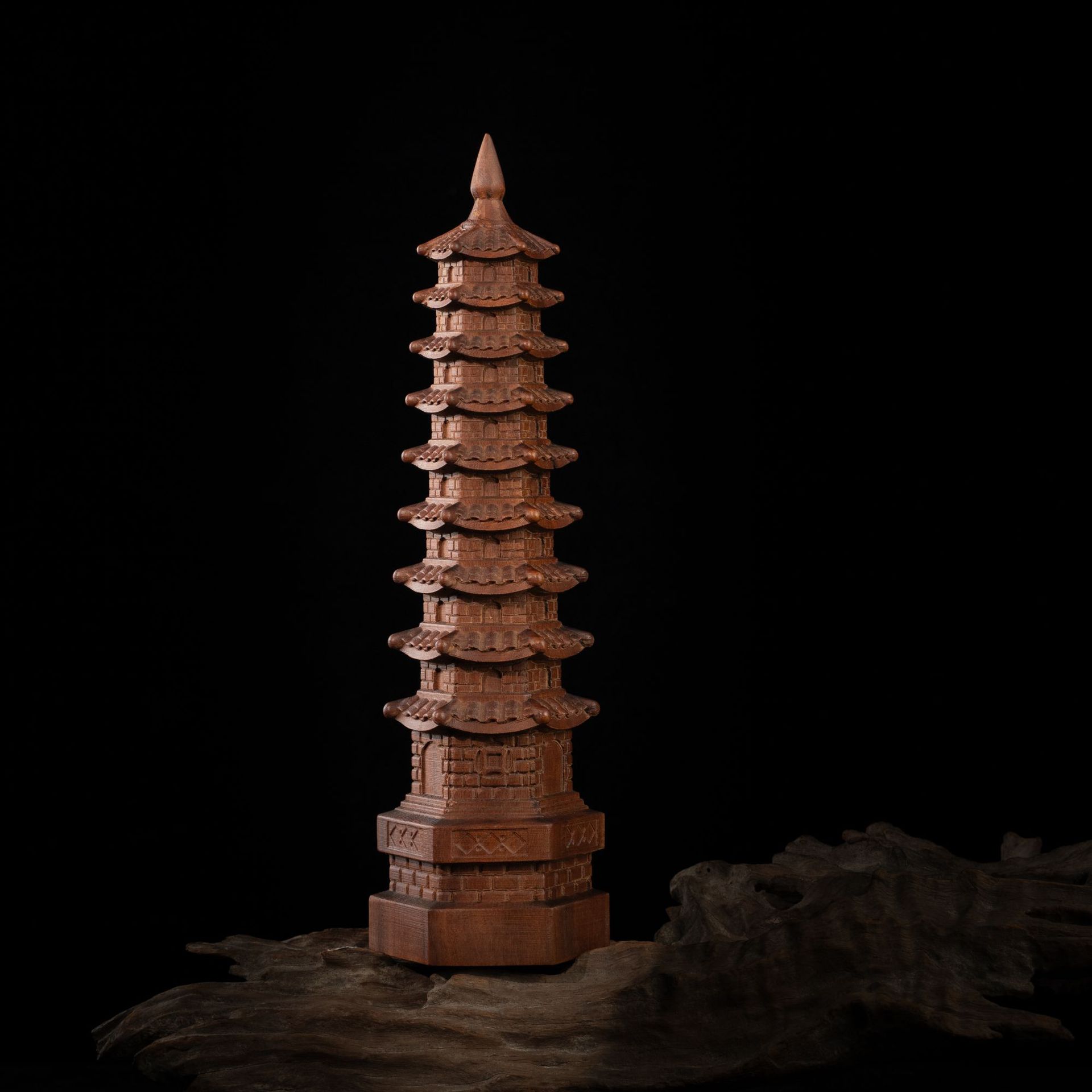 高さ 30cm 落雷 棗木 書斎 置物 九層 文昌塔 置物 家屋 道家 法器 玄関 置き