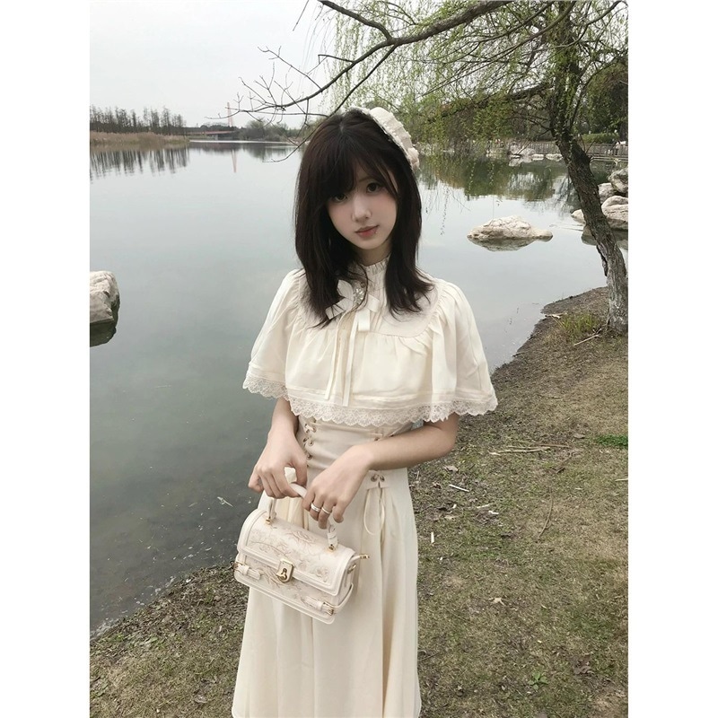 原宿散歩 発表会 文化祭 桜散策 ギフト パーティー 春デート 卒業式 入学式 結婚式 七五三 女子会 プレゼント 卒園式 休日コーデ ピアノ発表会 撮影会 クリアなデザインのロリータ風ショール付きワ