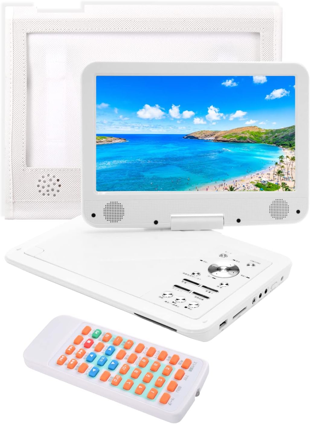 ホビナビ ポータブルDVDプレーヤー 12.5型 車載ホルダー付き 10.1インチ液晶 リージョンフリー CPRM対応 SDカード USB対応 リモコン付き 持ち運び 旅行 海外 飛行機 車内 軽量