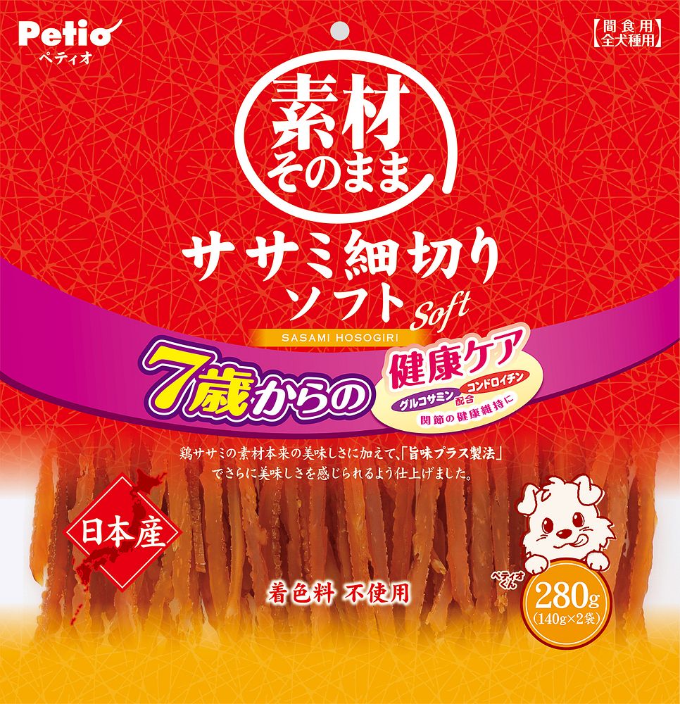 （まとめ買い）素材そのまま ササミ細切りソフト 7歳からの健康ケア 280g 犬用おやつ [x4]