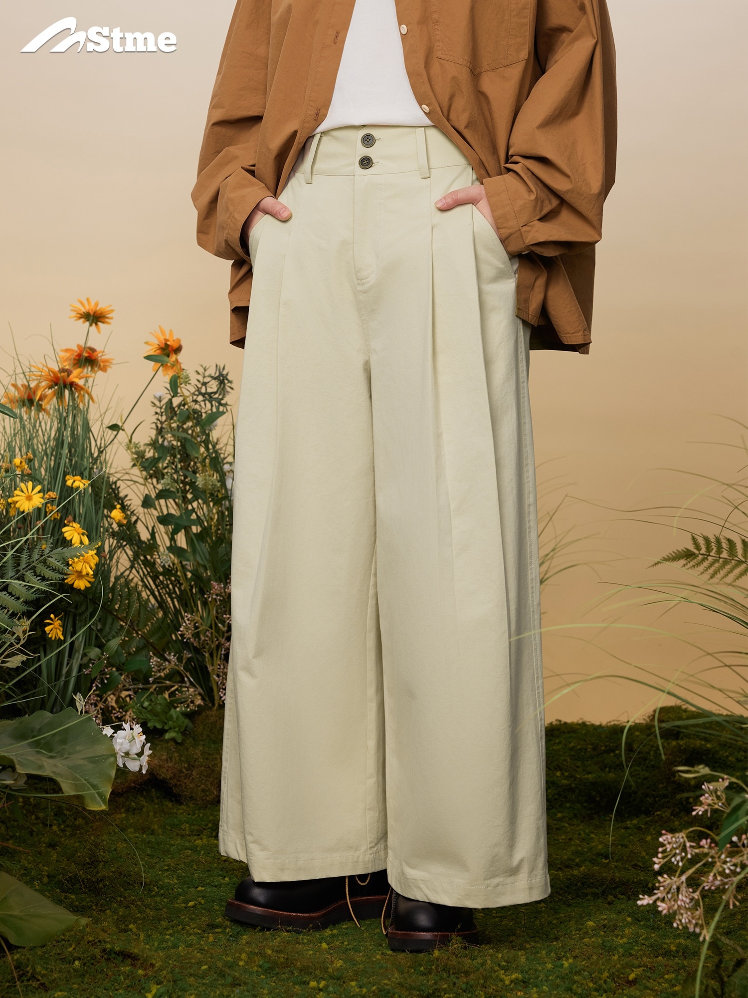 早乙女恵子 さおとめ 和レトロ ルーズ スリム シルエット ハイウエスト コットン 9点パンツ パンツ