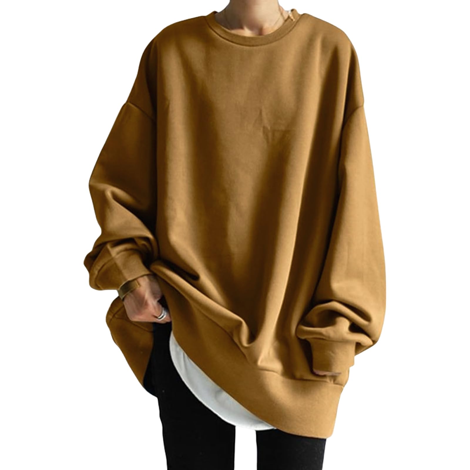 [MEME XTRA] トレーナー パーカー レディース 裹起毛 プルオーバー ゆったり 大きいサイズ ビッグシルエットスウェット 長袖トップス 無地 おしゃれ 韓国 体型カバー お出かけ カジュアル 4,939円