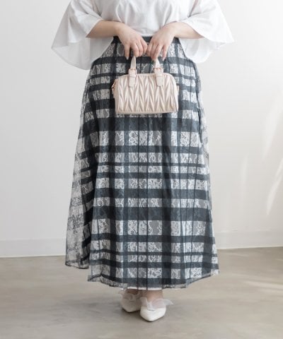 大きいサイズ レディース LL 3L 4L XL XXL XXXL チェック柄レーススカート
