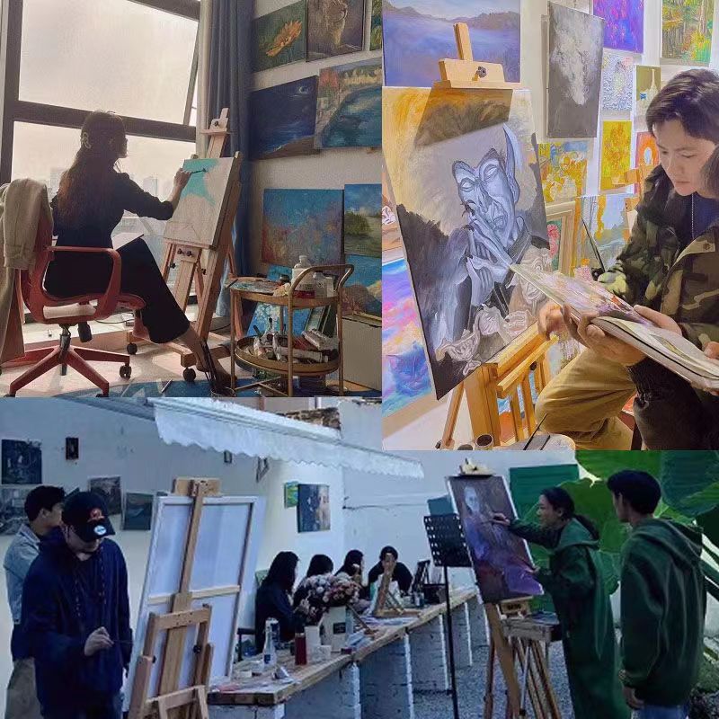 アートライフ・直立イーゼル ブナ材昇降式折りたたみデッサン油絵専用展示スタンド床置き大型イーゼル