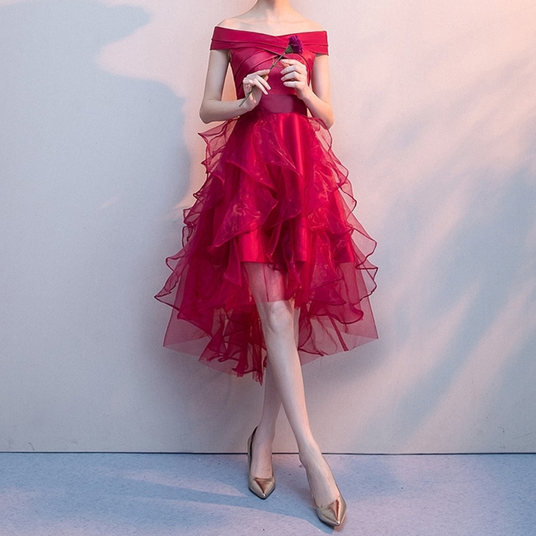 ドレス レディース フィッシュテールドレス オフショルダー ワンピース 胸元クロス お呼ばれ 袖あり