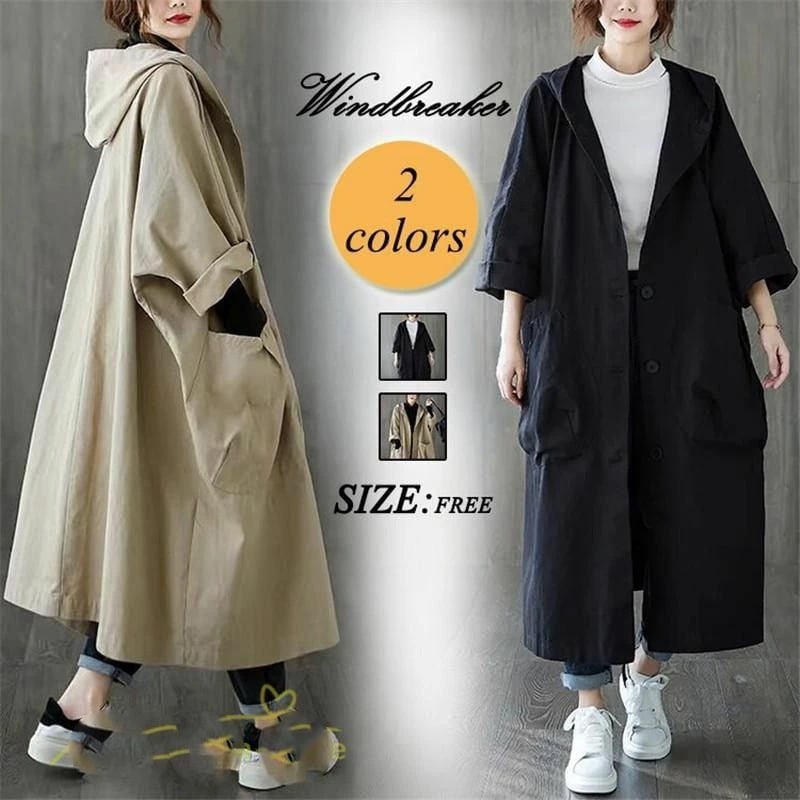 トレンチコート レディース ロングコート 秋 秋コート フード付き 長袖 オーバーサイズ コート 秋服 カジュアル 無地 アウター チェスターコート ミリタリー ギフト お誕生日プレゼント 母の日
