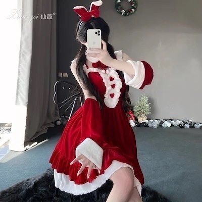 【新シリーズ】【激安販売！】コスプレ 新年 クリスマス ガウンパーティー制服セクシーバニーのクリスマススーツ可愛いコスプレ服