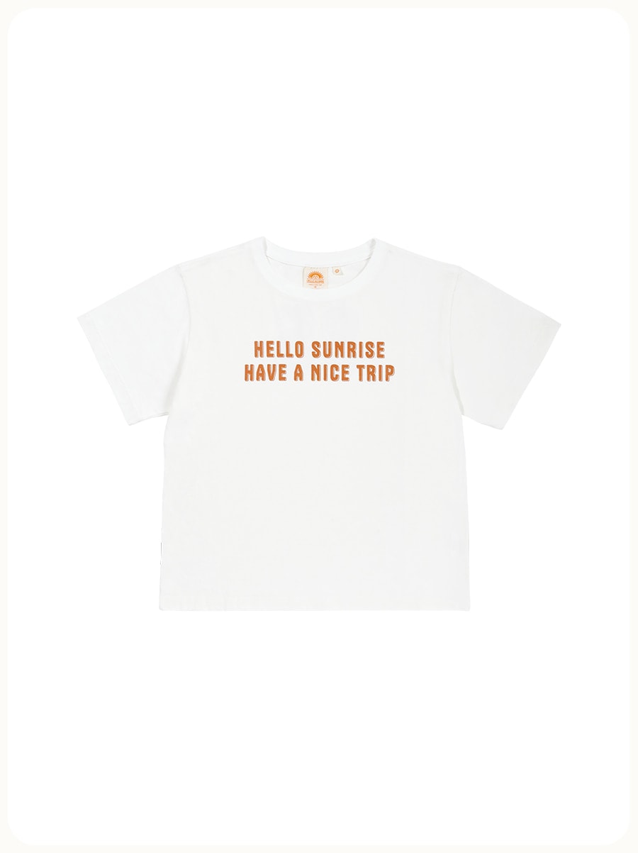 HELLO SUNRISE VTG Typo Logo Tee(W) White