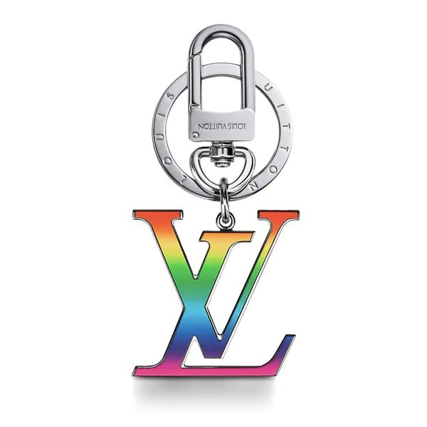ルイヴィトン LOUIS VUITTON キーホルダー レインボー シルバー LVロゴ
