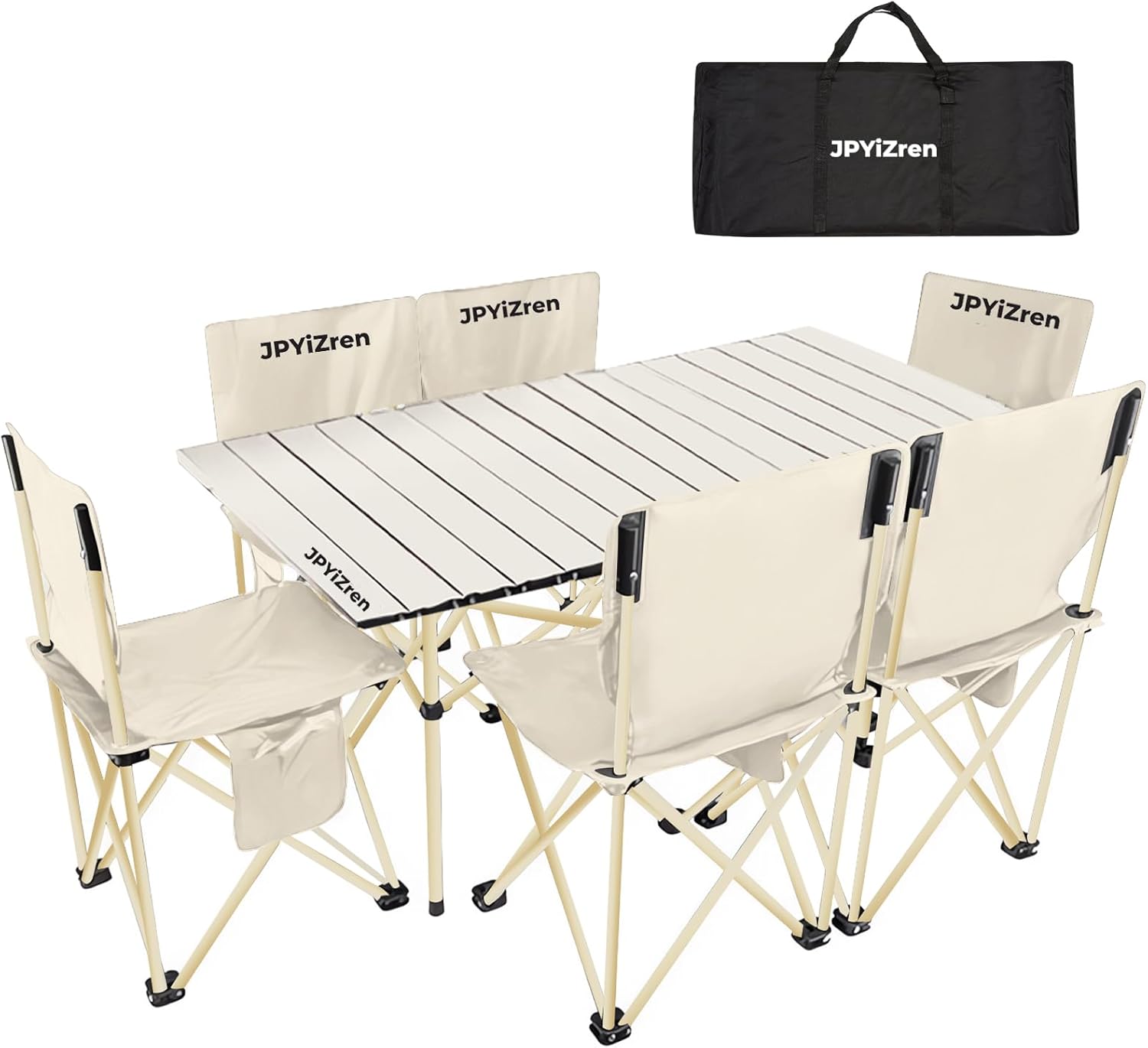 JPYiZren アウトドア テーブル チェア 7点セット アルミテーブル椅子 ピクニック ベンチセット ピクニックテーブル 超軽量 折り畳み 組立簡単 収納バッグ付き BBQ キャンプ用品（2色）
