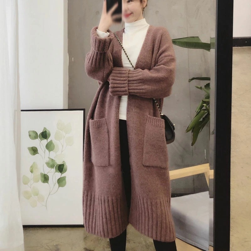 ロング カーディガン レディース ニット アウター トップス 羽織り 無地 お洒落 長袖 秋 冬 カジュアル おしゃれ オフィス セーター 通勤 お出掛け デート 普段着 ロングニット ふんわり シン