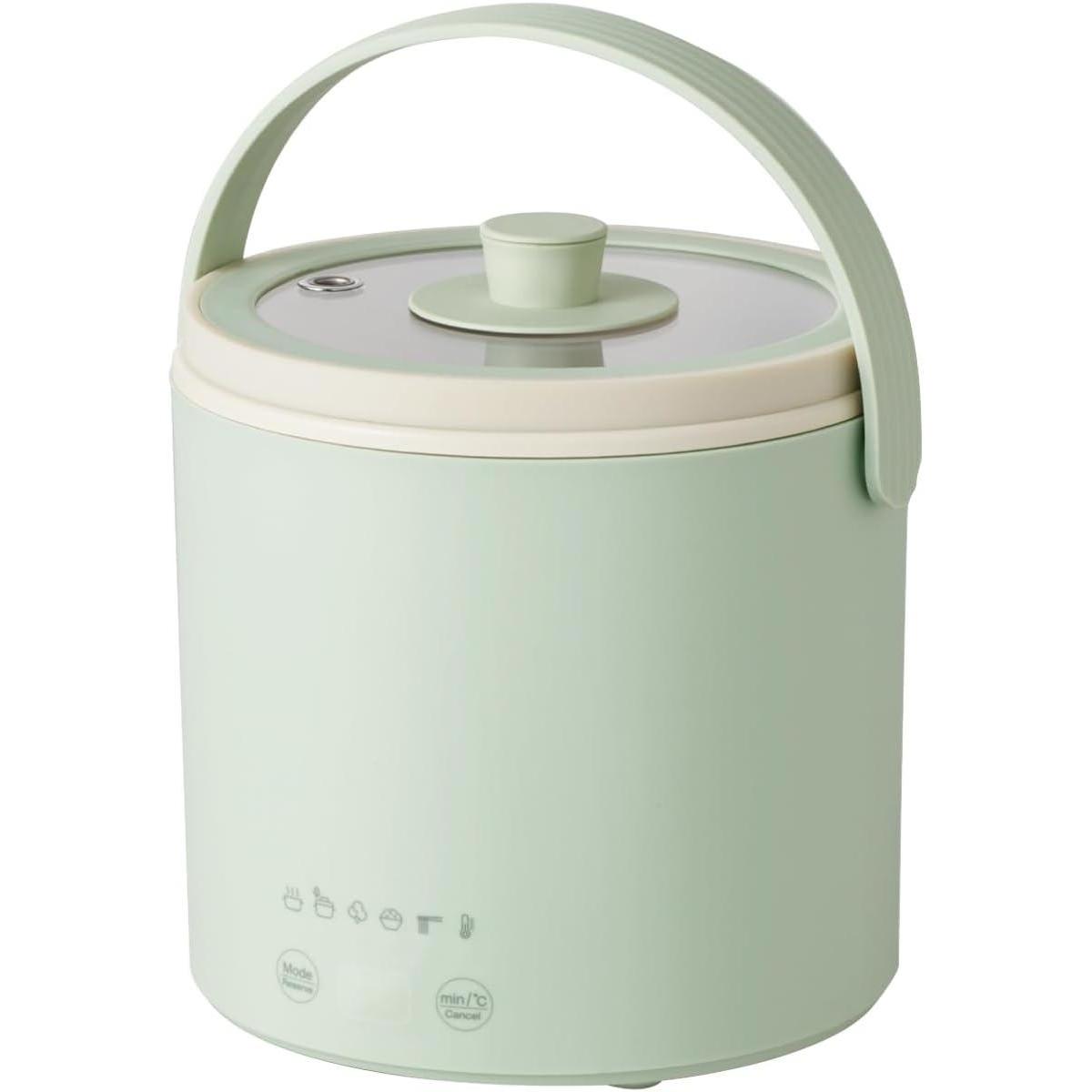 エレコム 多機能調理なべ ホッタラポット ミント HAC-HEP01GR 800ml 電気 調理 鍋 なべ 多機能 ほったらかし調理 低温調理 調理家電