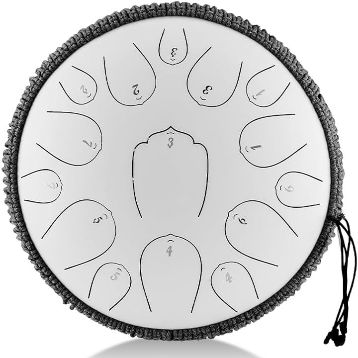 スリットドラム 音色に合わせたジブリ楽譜付き タングドラム収納バッグ付き(ホワイト, 13インチ15音)