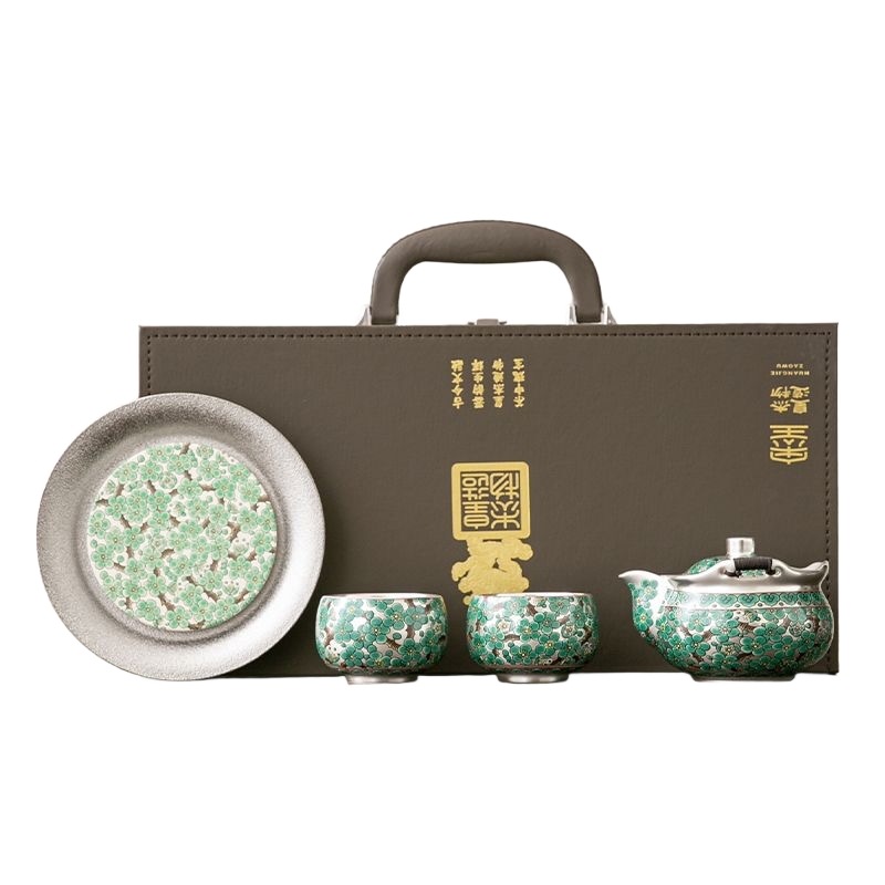 壺茶壺セット手描きの華麗な花琺瑯銀コーティングのファッションと風摘玉器1壺2杯の茶器セット