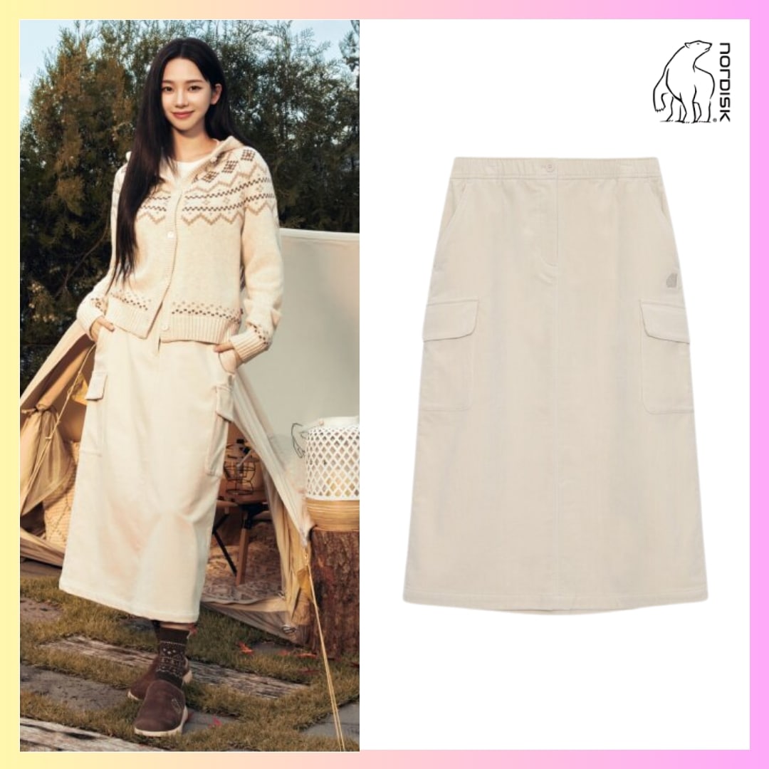 [Aespa カリナ 着用] コーデュロイスカート（OATMEAL）+ FREE OMAKE 韓国ファッション スカート体型カバー スカート きれいめ ロングスカートデイリー スカート