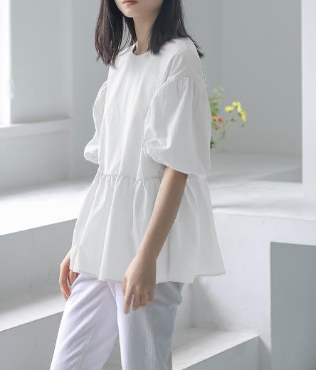 新製品5-カラーコットンショート - スリーブ付きシャツ女性用夏ルーズトップ