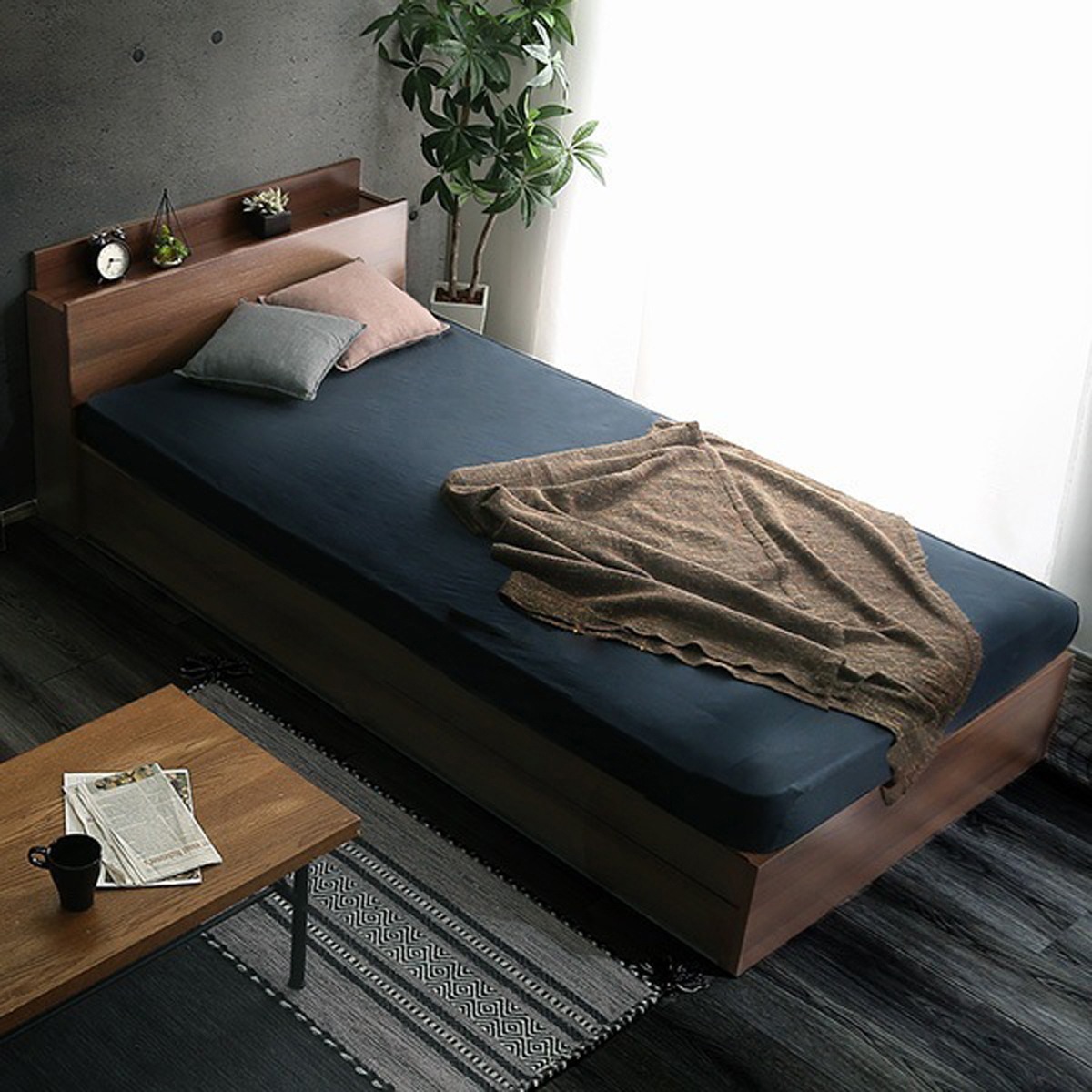 インテリア 家具 ベッド チェストベッド コンセント付き ヴィンテージ ダブルサイズ 収納 引き出し