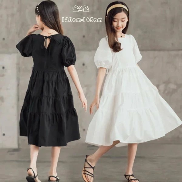 新作追加 韓国子供服 夏 女の子 ワンピース ブラック ホワイト ロング丈 ワンピー 夏ワンピ 半袖 ミドル丈 キッズ 姉妹 ワンピ 発表会 受験用 記念日 イベント 誕生日 旅 バレンタイン プレゼ 4,977円
