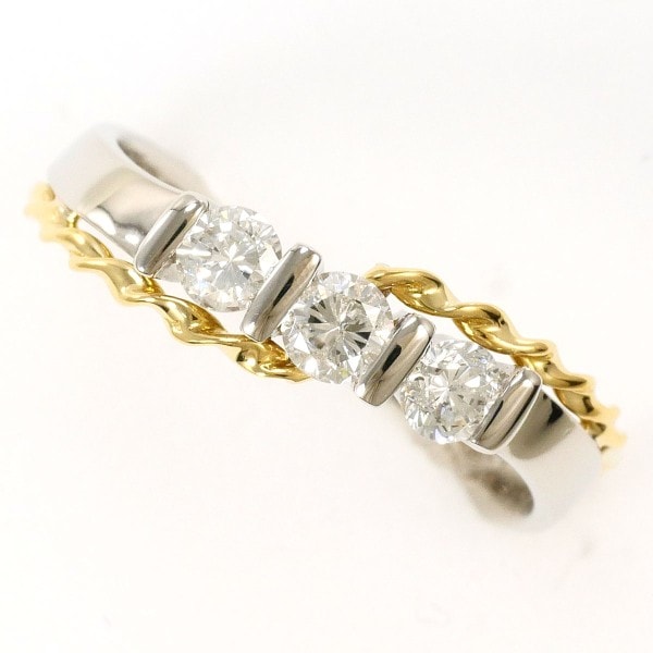 PT900 プラチナ K18YG リング 指輪 9号 ダイヤ 0.30 ジュエリー 中古