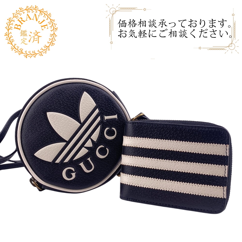 721903 トレフォイルレザーショルダーポーチ アディダス コラボ カードケース レザー コインケース ブラック ブランド