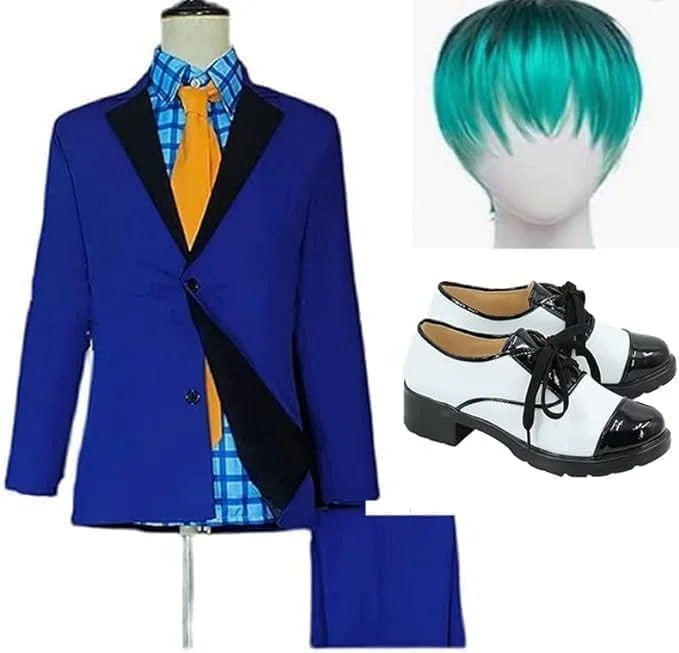 ヒプノシスマイク どついたれ本舗 白膠木簓 ぬるでささら コスプレ衣装 +ウィッグ風+靴