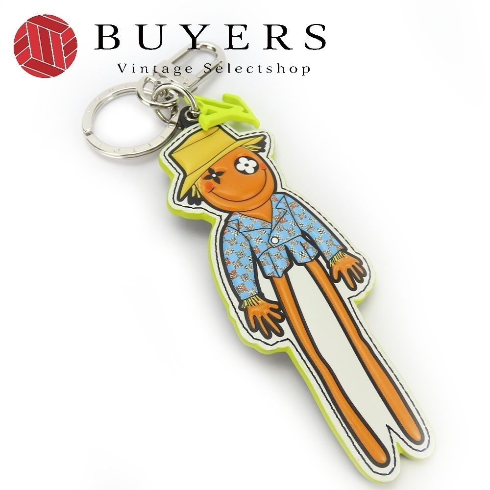 中古 キーホルダー ポルト クレ LVスケアクロウ MP2922 レザー モノグラム イエロー マルチカラー シルバー金具 キーリング 小物 普段使い レディース メンズ