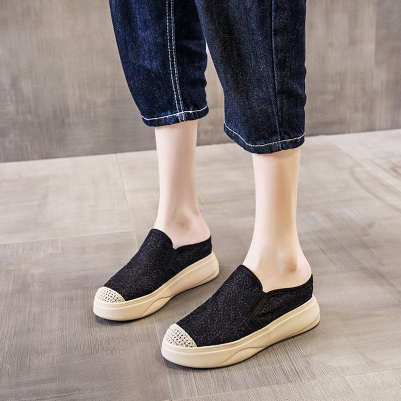 クーポン ミュール レディース 歩きやすい 厚底 かかとなし スニーカー ニット シンプル 履きやすい 幅広 コンフォート 疲れない 大人 便利 スポーツ 走れる 美脚 可愛いミュール オフィス 室内