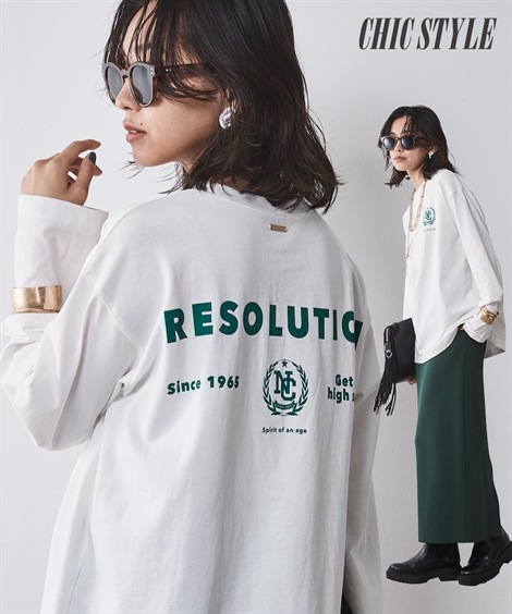 Tシャツ・カットソー 綿100％ロゴプリントロングスリーブTシャツ シックスタイル 大きいサイズ対応