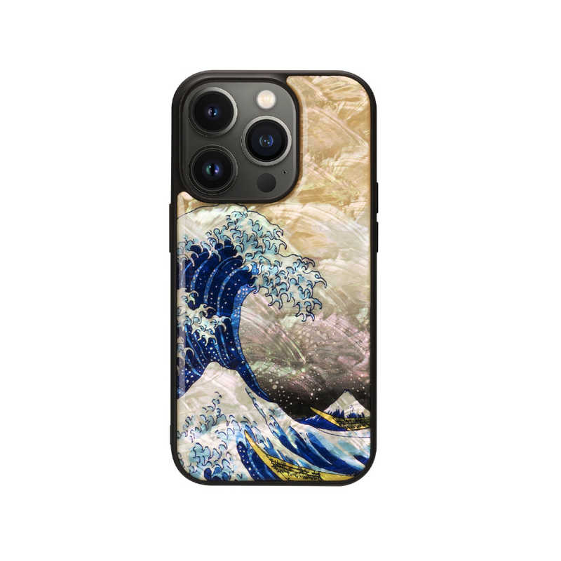 ROA　iPhone 14 Pro 6.1インチ 天然貝ケース 神奈川沖浪裏 ikins　I23594I14P