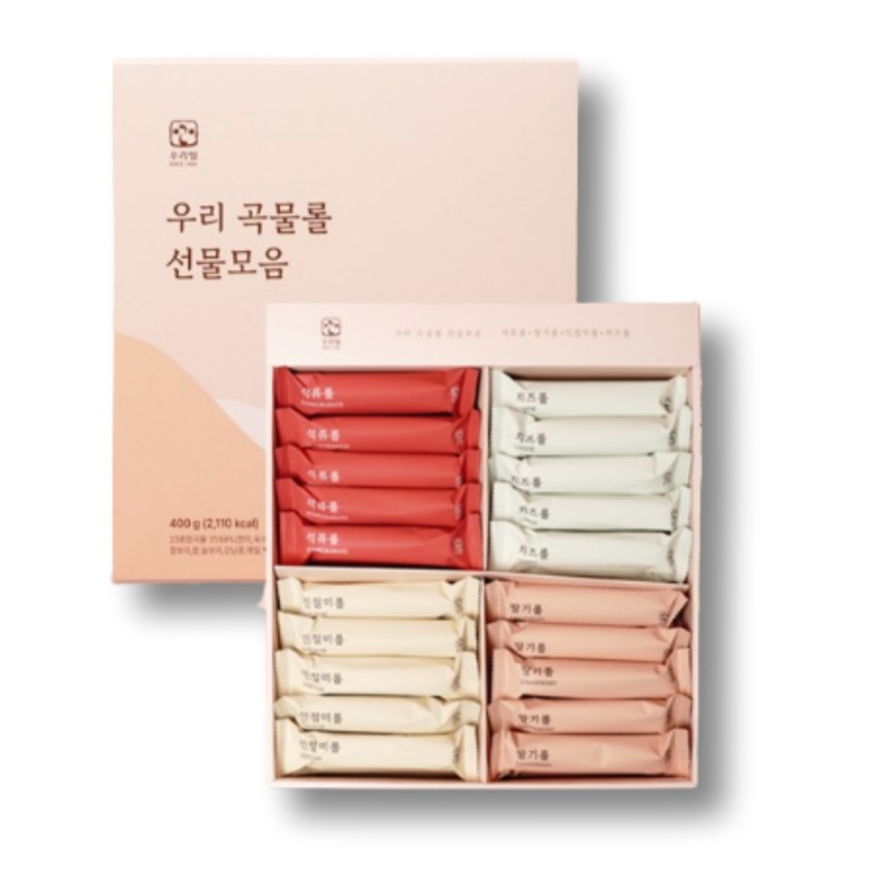 無トランス脂肪 韓国産原材料23穀物ロール4種類の味 高級ギフトセット 400g(10g×40個入)