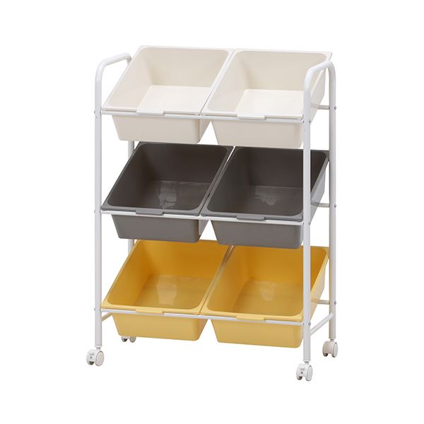 収納棚 収納ラック 幅610×奥行360×高さ860mm スチール PP キャスター付き キッズラック color 6マス リビング