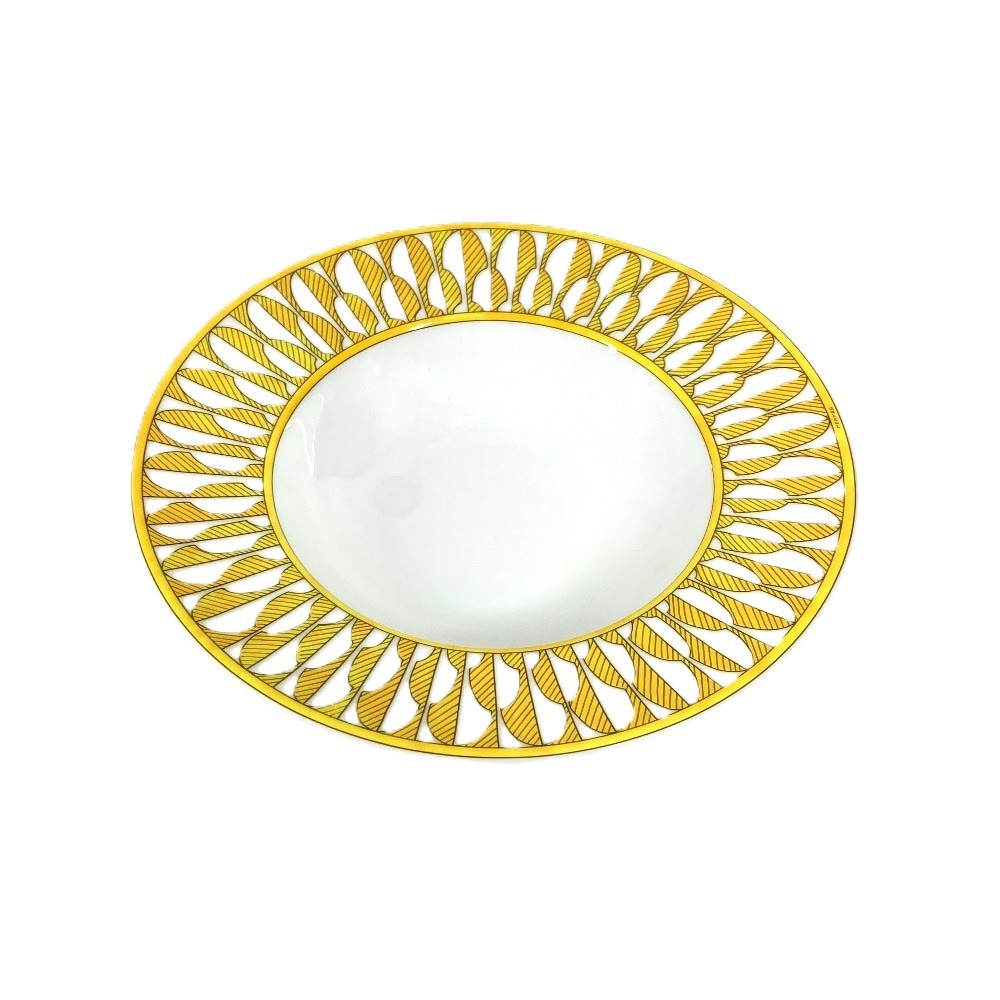お皿 P046113P スーププレート ソレイユ・ドゥ・エルメス 皿 プレート 陶器 イエロー