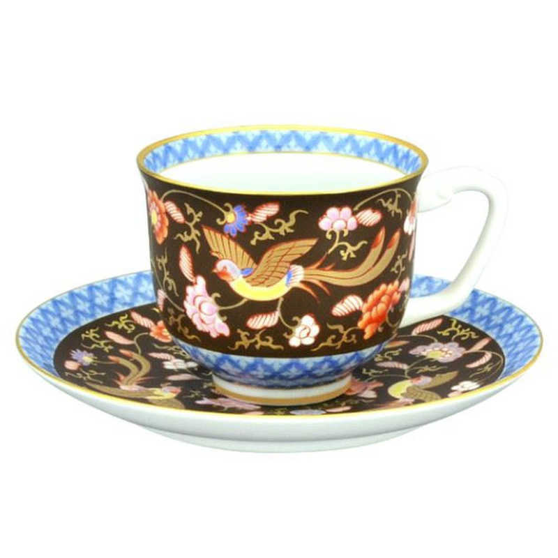香蘭社　渕地黒絵花鳥紋・コーヒー碗皿(1客)　5201HUM 35,750円