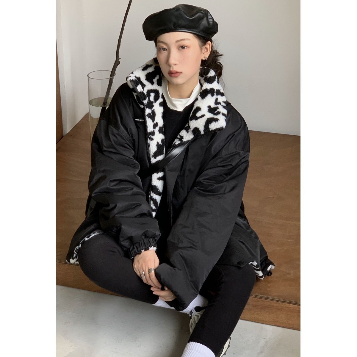 冬はシマウマ柄両面に綿衣女性 中綿 秋冬コート 大きいサイズ レディース アウター レディース中綿 アウター ダウンレディースファッション