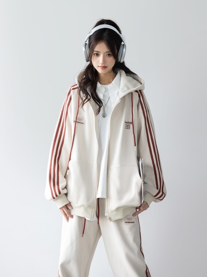 セットアップ スウェット ジャージ レディース ロング 長袖 ストリート 前開き 大人可愛い シンプル カジュアル 上下セット カジュアル おしゃれ メンズライク 春 秋 お出かけ 休日 運動