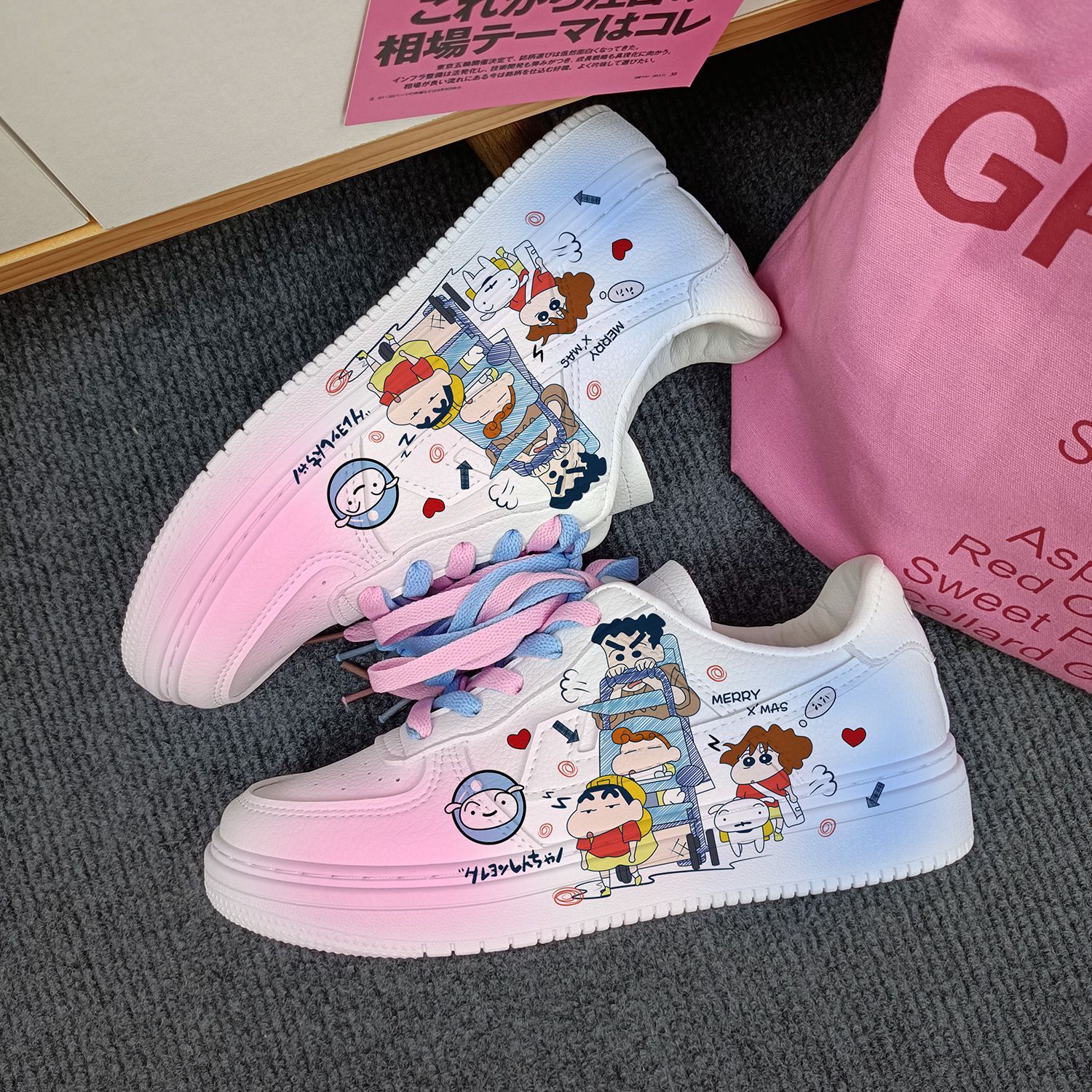 [限時優惠/最新デザイン]桜クレヨンしんちゃん爆改板靴女新ファッション白靴男