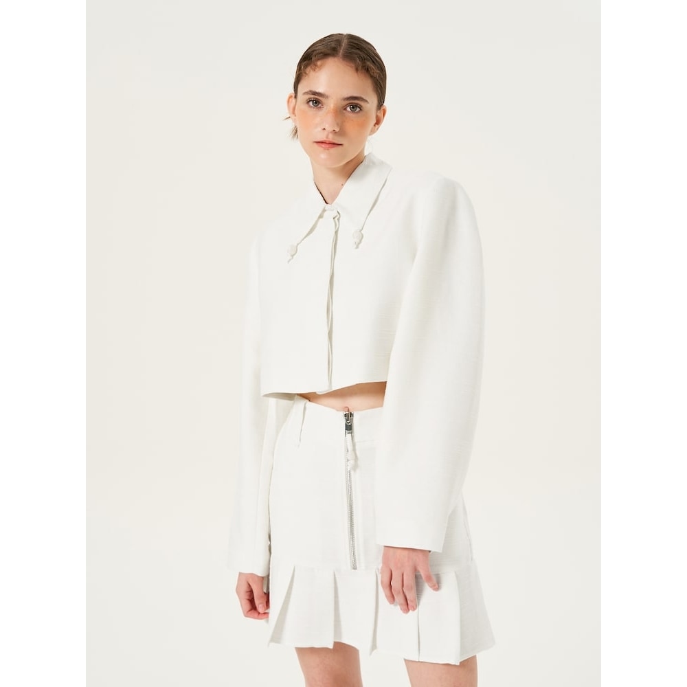 GANNI スラブリネンクロップドブレザー-イーグレット FW23/QN3611R040