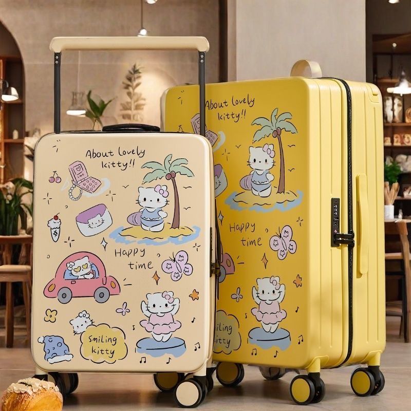新しいハローキティのスーツケースの女性の漫画のかわいいスーツケースの旅行箱の24インチの搭乗箱の学生のスーツケース