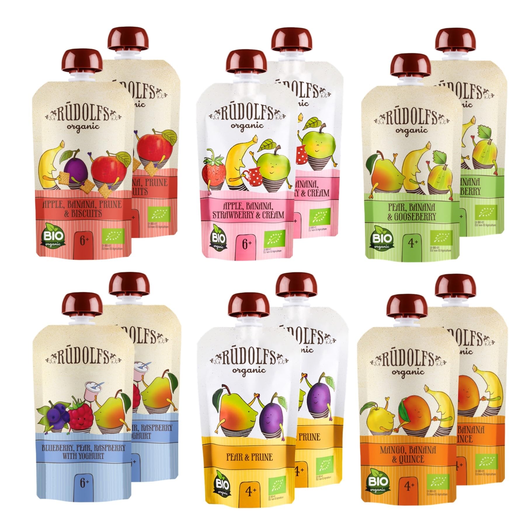 有機フルーツのベビースムージー110g 【たっぷりサイズ】【有機JAS】【EUオーガニック】【砂糖不使用】Rudolf(ルドルフ) (6種×各2個セット)