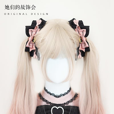 Qoo10] 地雷系量産型黒いリボンヘアピン日系甘いク