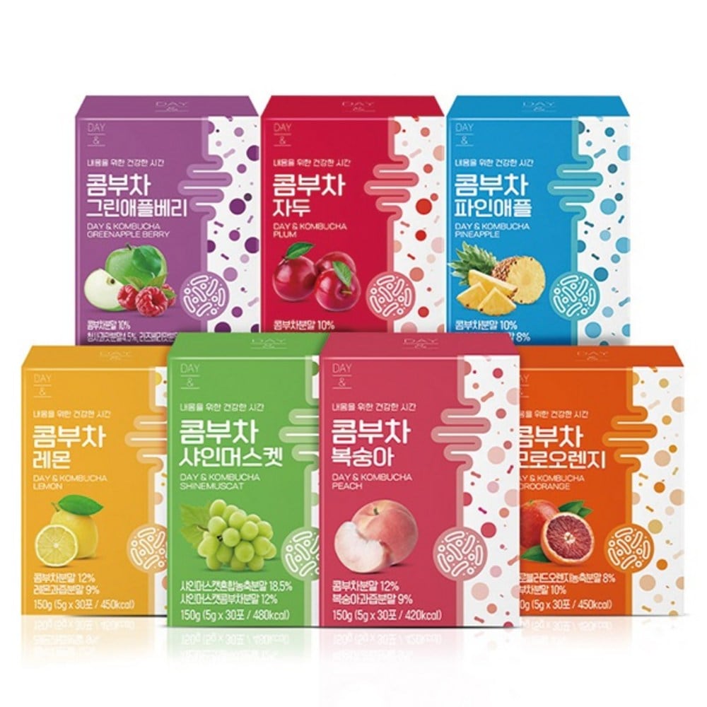 韓国 デイアンコンブチャシャインマスケットプラムパイナップルレモングリーンアップルベリーピーチモロオレンジ[7種70砲]