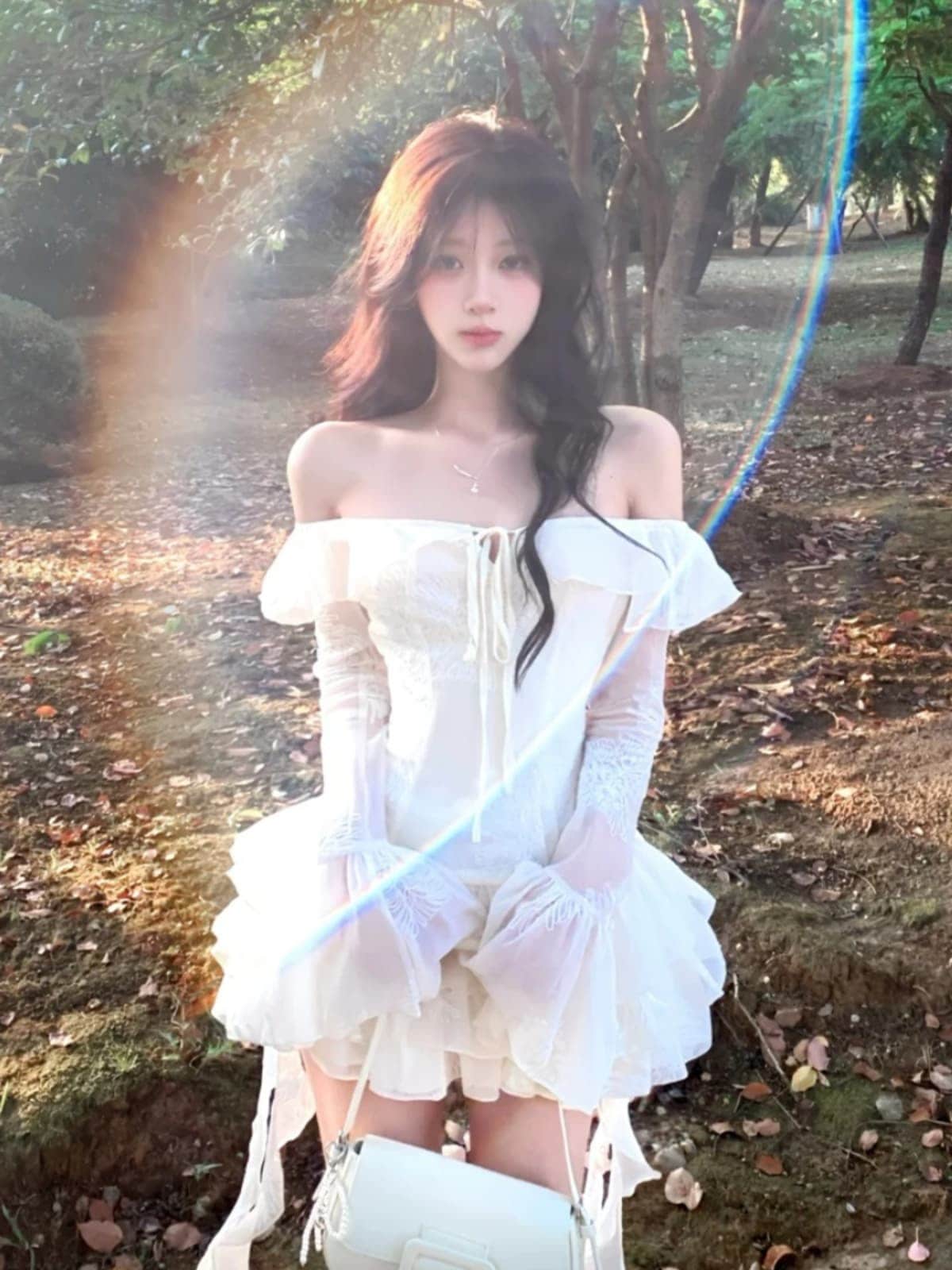 【急速出荷!】コスム オフショルダーワンピ 長袖 ストラップ リボン サマー ビーチ 透け感 2025新作 セクシー フォトジェニック 4,516円